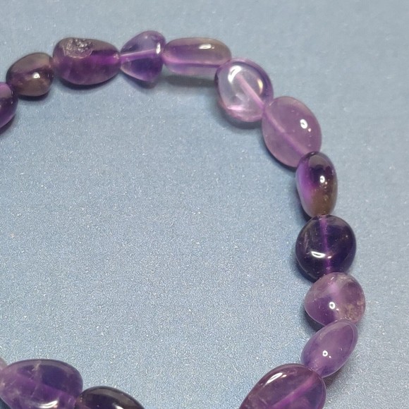 DARK AMETHYST STRETCHY NUGGET BRACELET NATURAL STONE w/ FREE FELT POUCH-NB25 - Picture 5 of 8